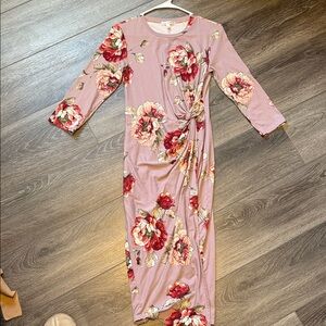 Nine Britton Floral Long Sleeve Dress in Pink and Red